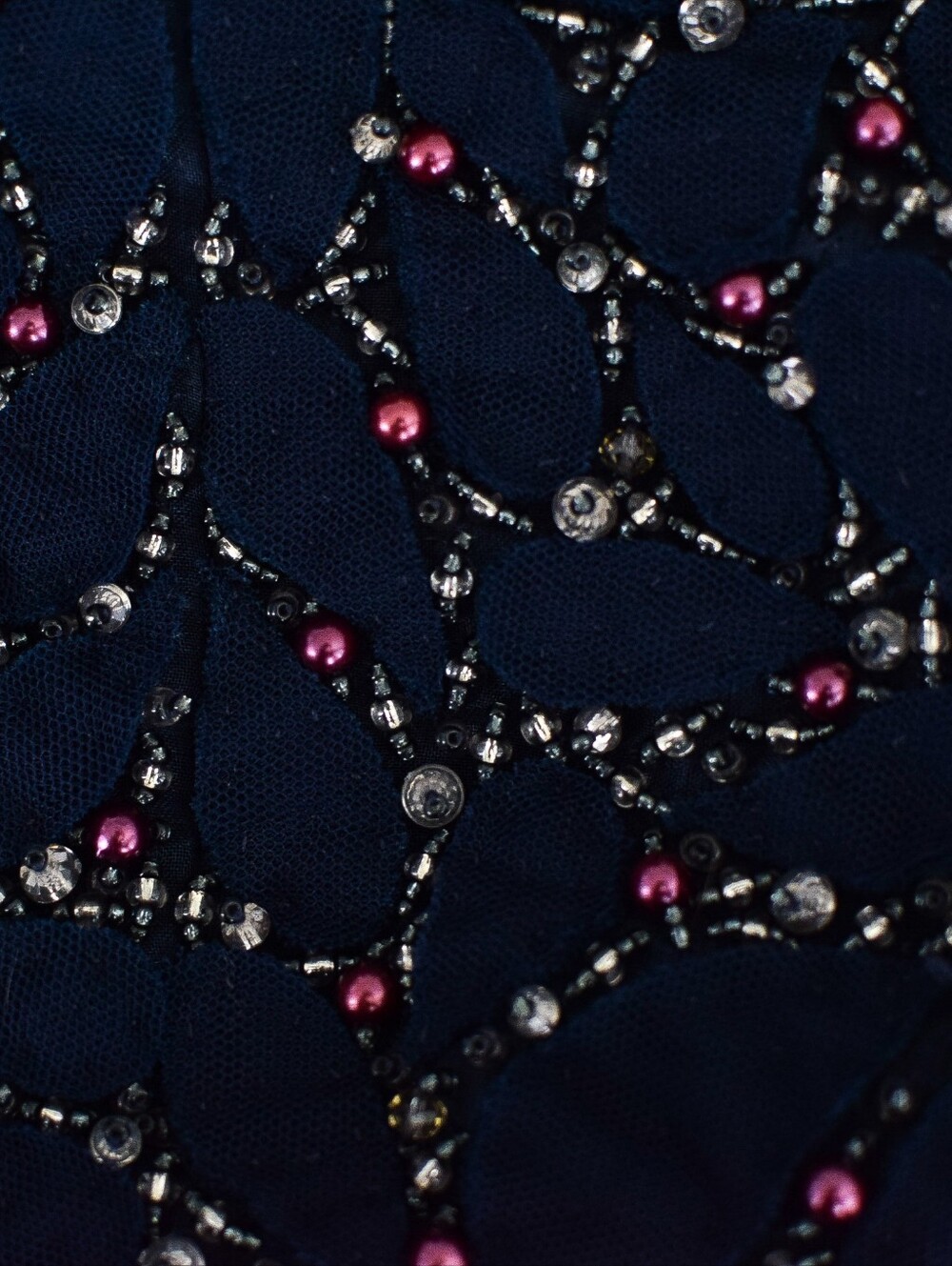 Badgley Mischka Beaded Cut Out Evening Gown Floor Length Blue Formal Size 12 - Picture 11 of 16